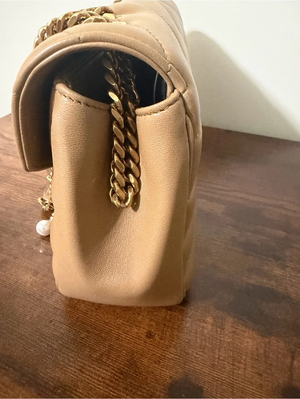 AUTHENTIC YSL Medium LouLou Lambskin Purse - Natural Tan